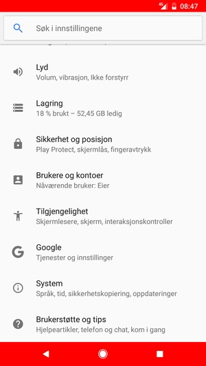 Bla ti og velg Sikkerhet og posisjon
