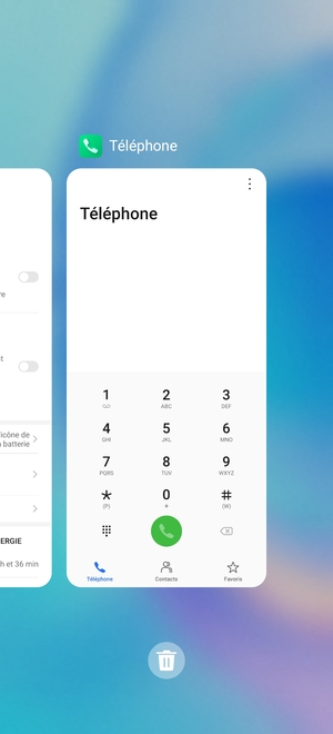 Sélectionnez l'icône Supprimer pour fermer toutes les applis en cours d'exécution