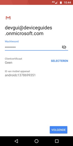 Voer uw wachtwoord in en selecteer VOLGENDE