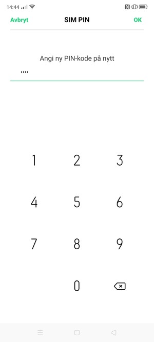 Bekreft din nye PIN-kode for SIM-kort og velg OK