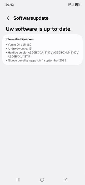 Als uw telefoon up-to-date is, zult u het volgende scherm zien