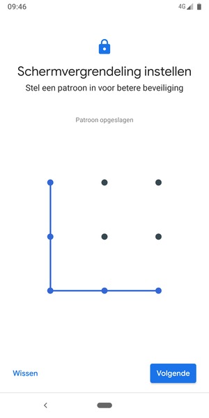 Teken een ontgrendelingspatroon en selecteer Volgende