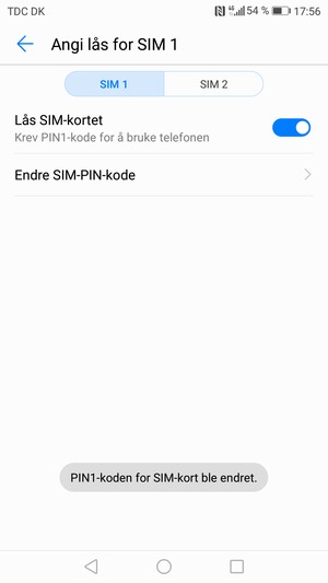 Din PIN-kode for SIM-kort er endret