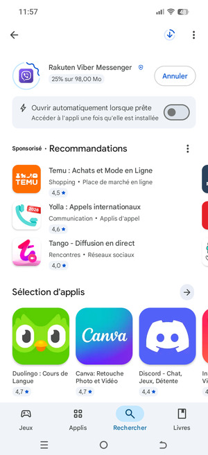 Veuillez attendre la fin de la procédure d'installation
