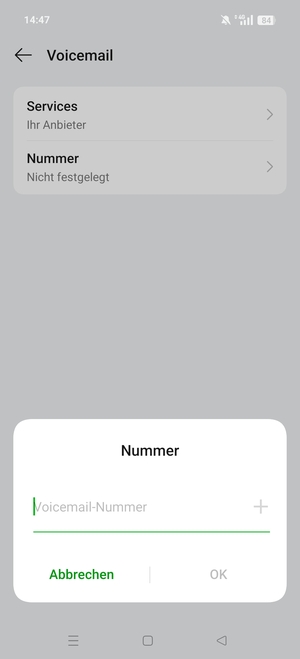 Geben Sie die Mailboxnummer ein und wählen Sie OK