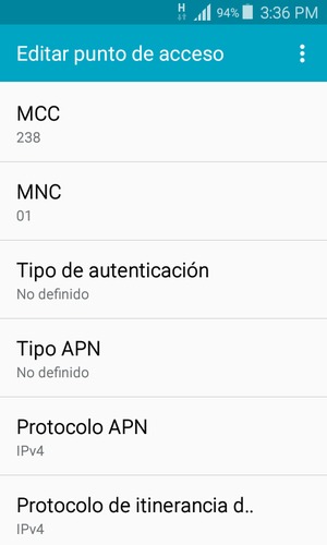 Desplácese hacia abajo e introduzca la información de Internet