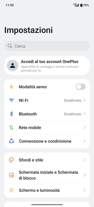 Seleziona Connessione e condivisione