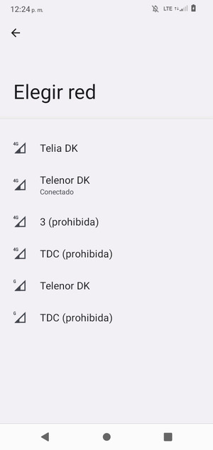 Seleccione un operador de red de la lista