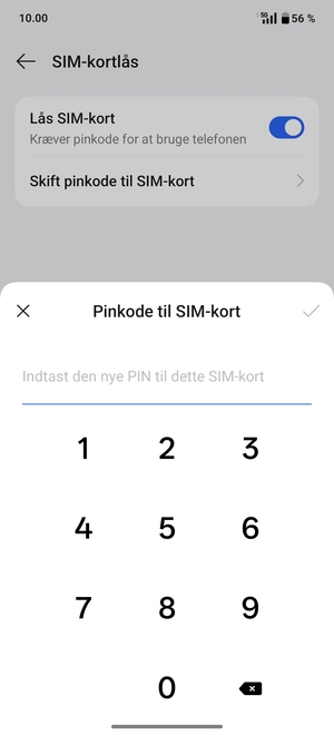 Indtast din Nye pinkode til SIM-kort og vælg OK