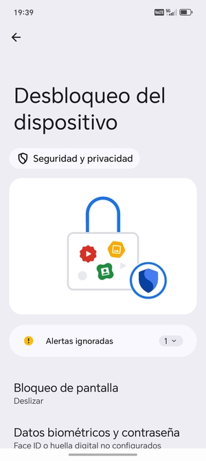 Seleccione Bloqueo de pantalla