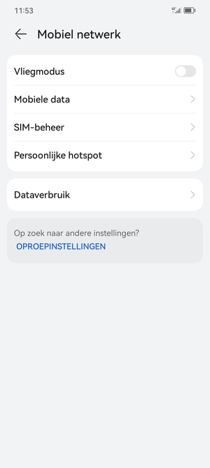 Selecteer Mobiele data