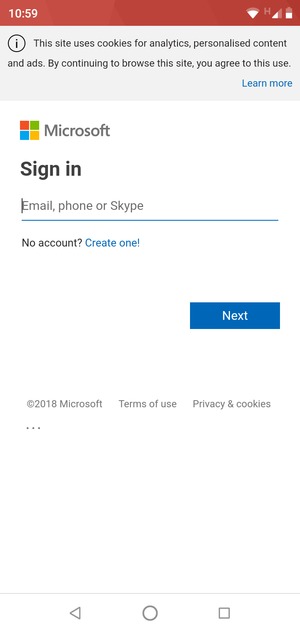 Enter your Email address and select Next