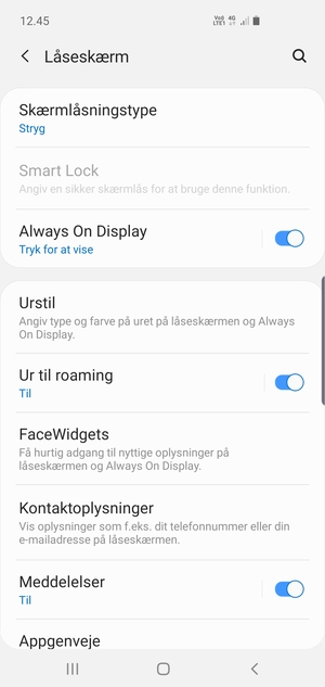 Vælg Skærmlåsningstype