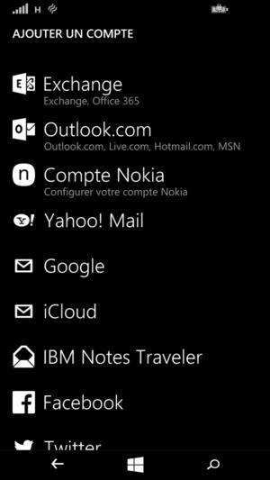 Sélectionnez Outlook.com (Hotmail)