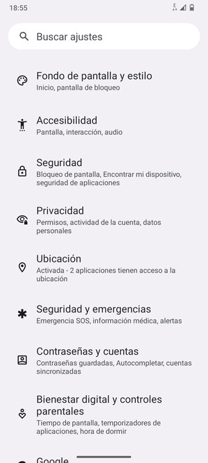Desplácese y seleccione Ubicación
