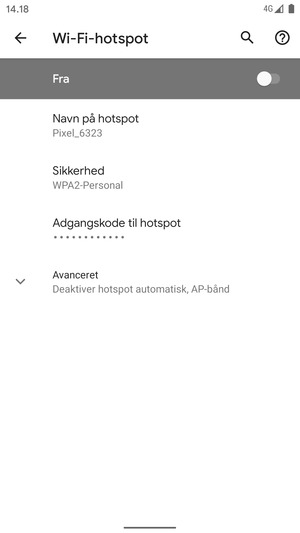 Vælg Adgangskode til hotspot