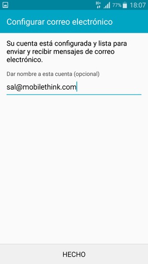 Déle a su cuenta un nombre y seleccione HECHO