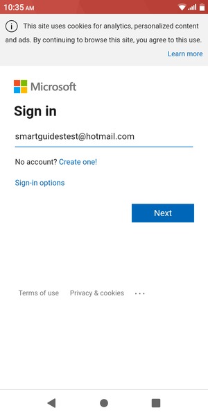 Enter your Email address and select Next