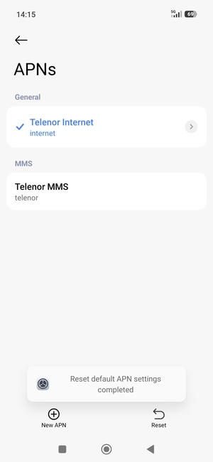 Your phone will reset to default Internet and MMS settings