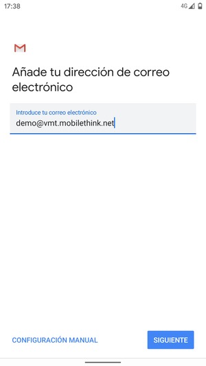 Introduzca su Dirección de correo electrónico y seleccione SIGUIENTE