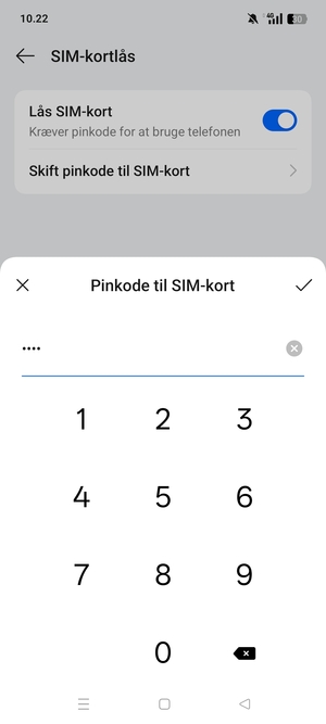 Indtast din Nuværende PIN-kode til SIM-kort og vælg OK