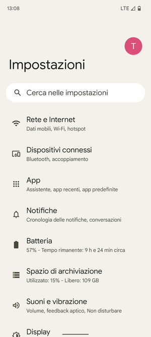 Seleziona Rete e Internet