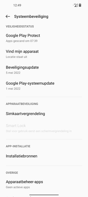 Selecteer Simkaartvergrendeling
