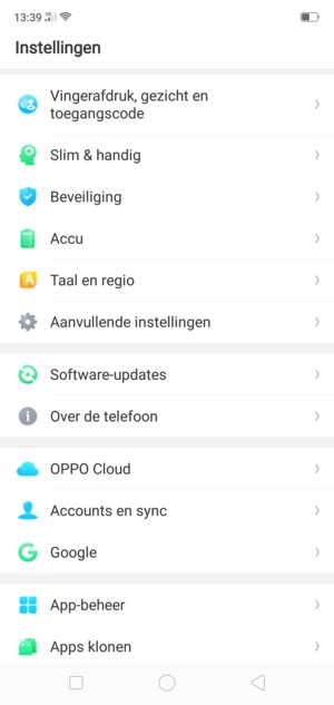 Scroll naar en selecteer Aanvullende instellingen