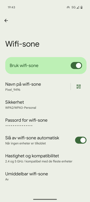 Telefonen din er konfigurert for bruk som et modem