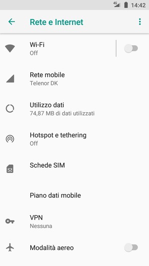 Seleziona Rete mobile