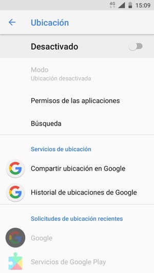 Desactive Ubicación