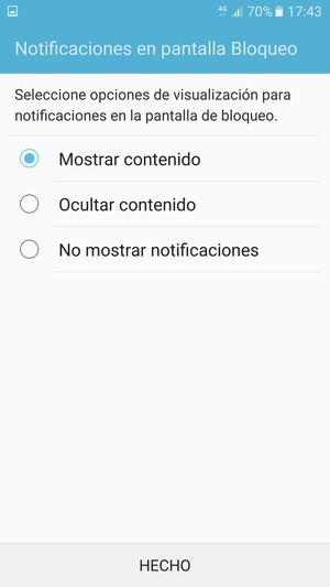 Seleccione la opción deseada y seleccione HECHO