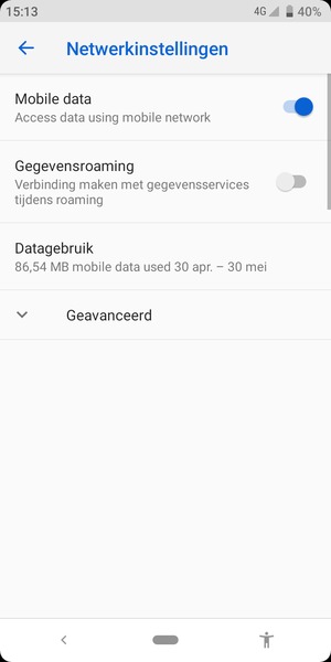 Om van netwerk te wisselen in geval van netwerkproblemen, selecteert u Geavanceerd