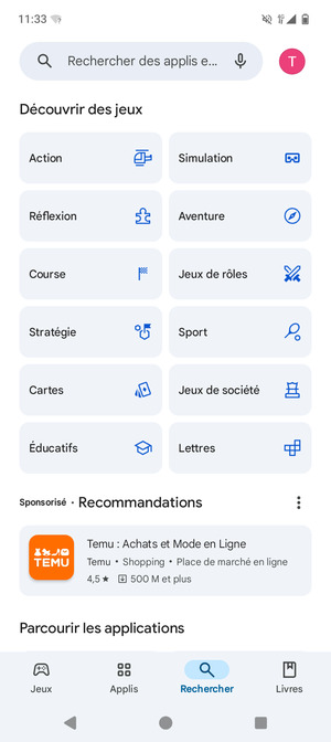 Sélectionnez la barre de Recherche