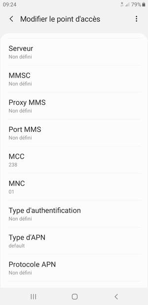 Faites défiler vers le bas et saisissez les informations MMS