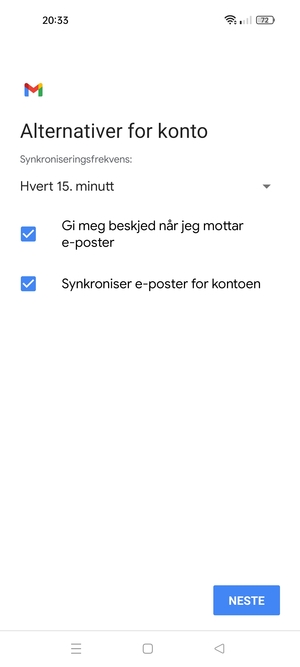 Velg NESTE
