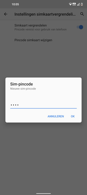 Voer uw Nieuwe sim-pincode in en selecteer OK