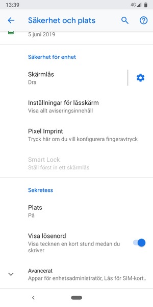 Scrolla till och välj Avancerat