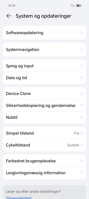 Vælg Softwareopdatering