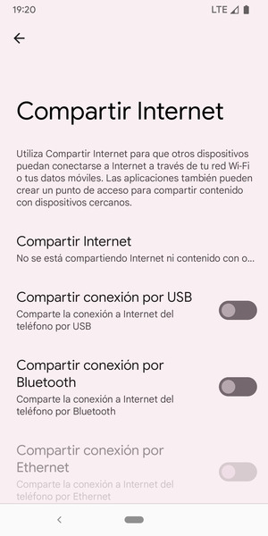 Seleccione Compartir Internet