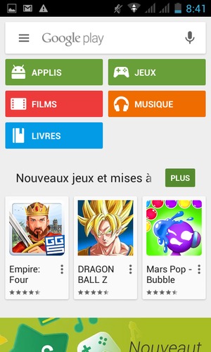 Sélectionnez la barre  de Recherche