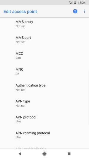 Scroll down and enter MMS information