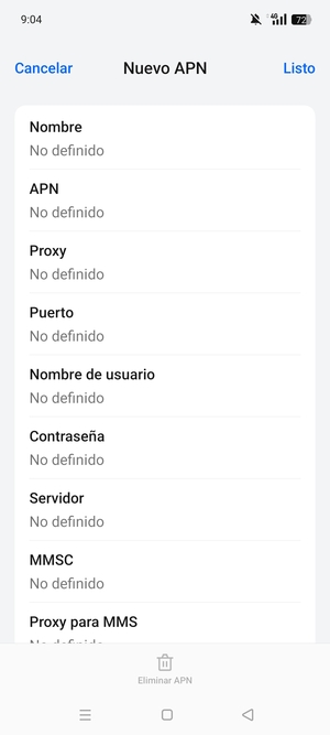 Introduzca la información de MMS