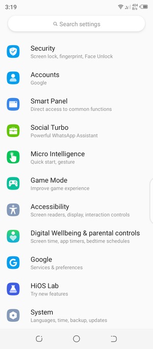 Scroll to and select Security