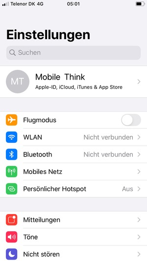Wählen Sie Apple-ID, iCloud, iTunes & App Store