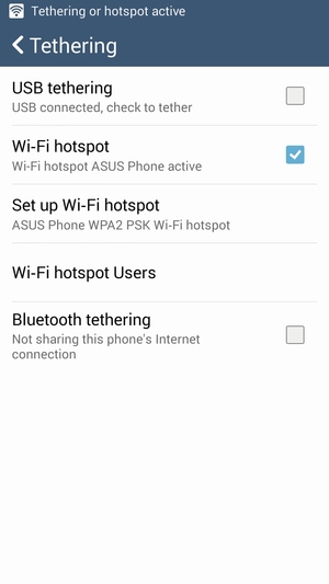 Your phone is now set up for use as a modem