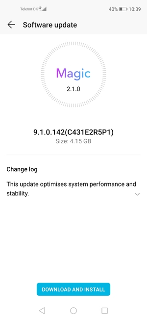If your phone is not up to date, select DOWNLOAD AND INSTALL