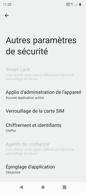 Sélectionnez Verrouilage de la carte SIM