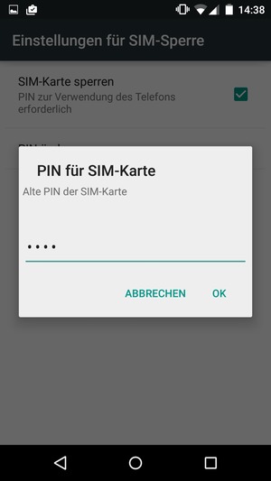 Geben Sie Ihre Alte PIN der SIM-karte ein und wählen Sie OK