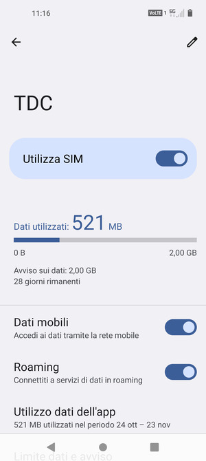 Attiva o disattiva Roaming